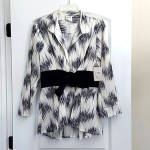 FINLEY BUTTON DOWN DOUBLE BOW WAIST TOP MEDIUM